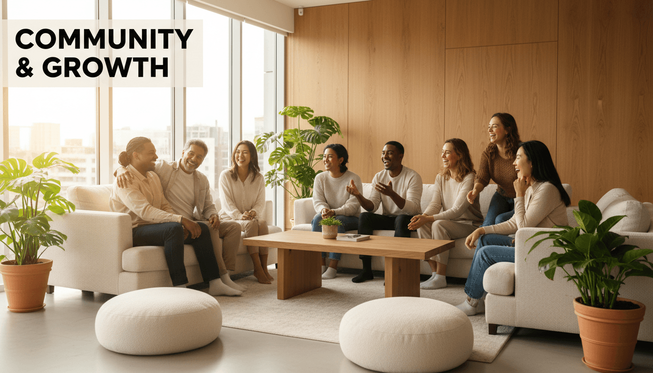 Group of residents engaged in positive community activity together
