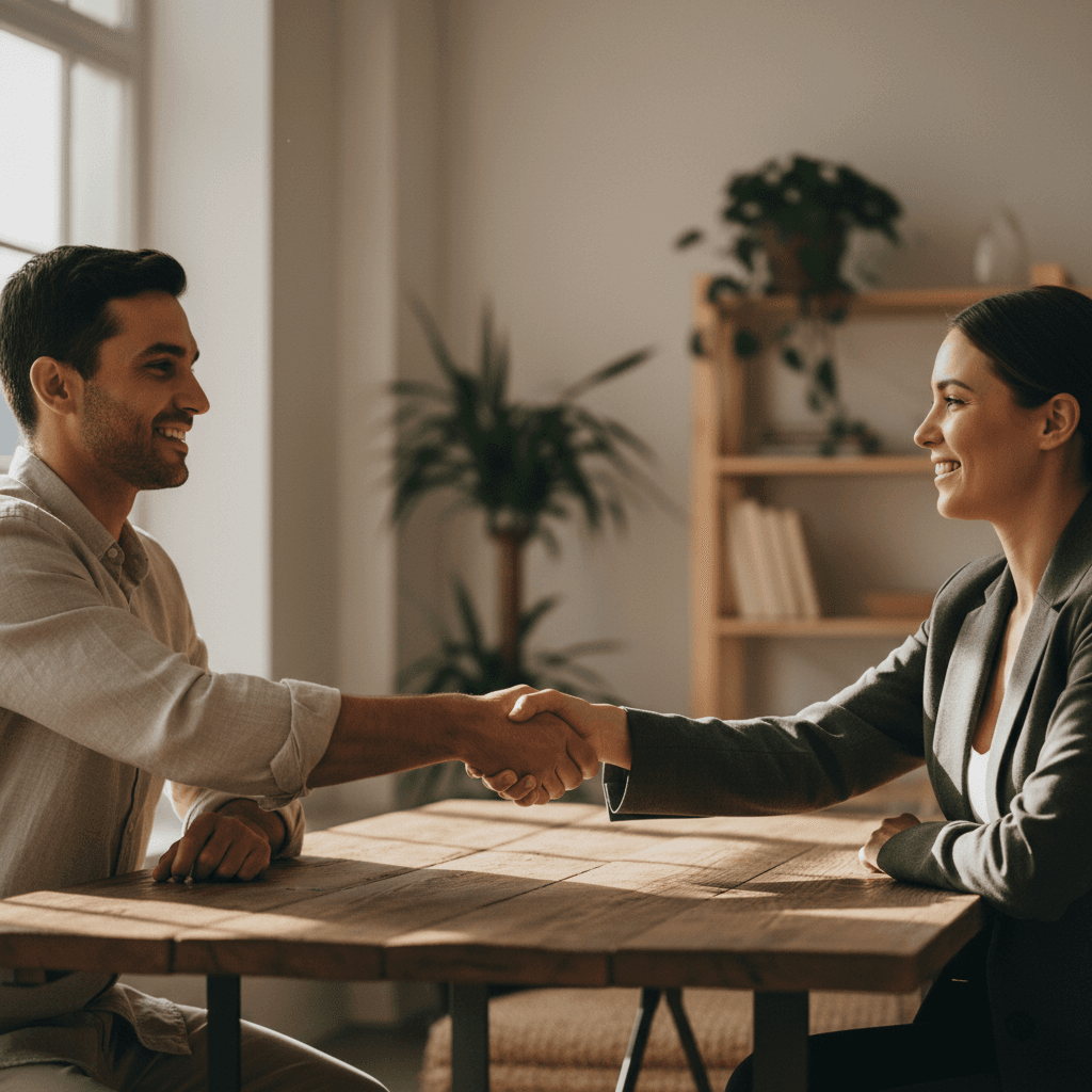 Support professional having a respectful conversation with a young person