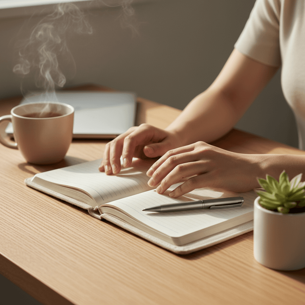 Young person studying in a safe, supported accommodation room
