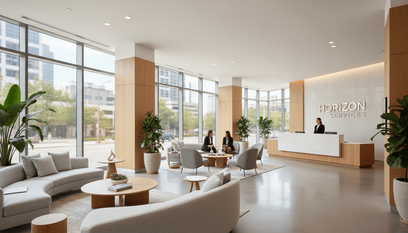 Welcoming reception area at Hope Housing CIC in Nottingham with natural light and professional setting